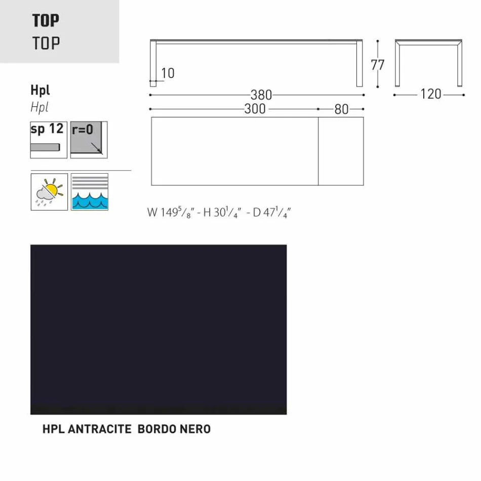 Varaschin Dolmen trädgårdsbordet utdrag upp till 380 cm Viadurini