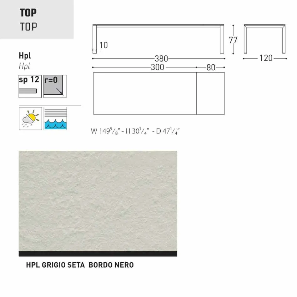 Varaschin Dolmen trädgårdsbordet utdrag upp till 380 cm Viadurini