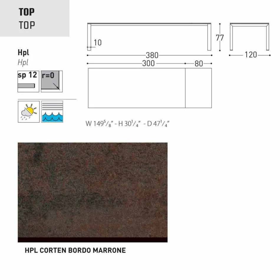 Varaschin Dolmen trädgårdsbordet utdrag upp till 380 cm Viadurini