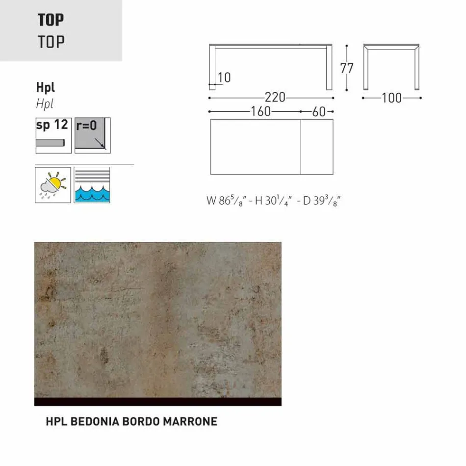 Varaschin Dolmen trädgårdsbordet utdrag upp till 380 cm Viadurini
