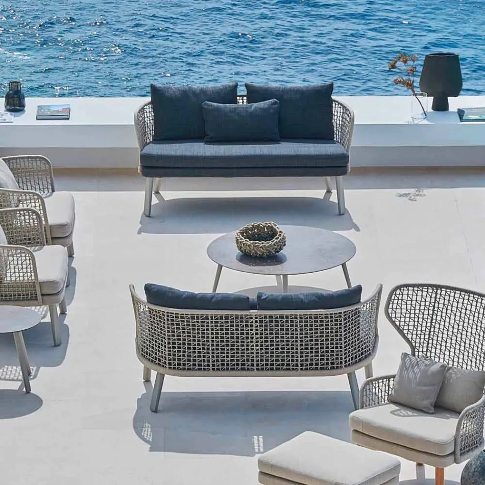 Varaschin Emma modern tvåsitsad stoppad trädgårdssoffa Viadurini