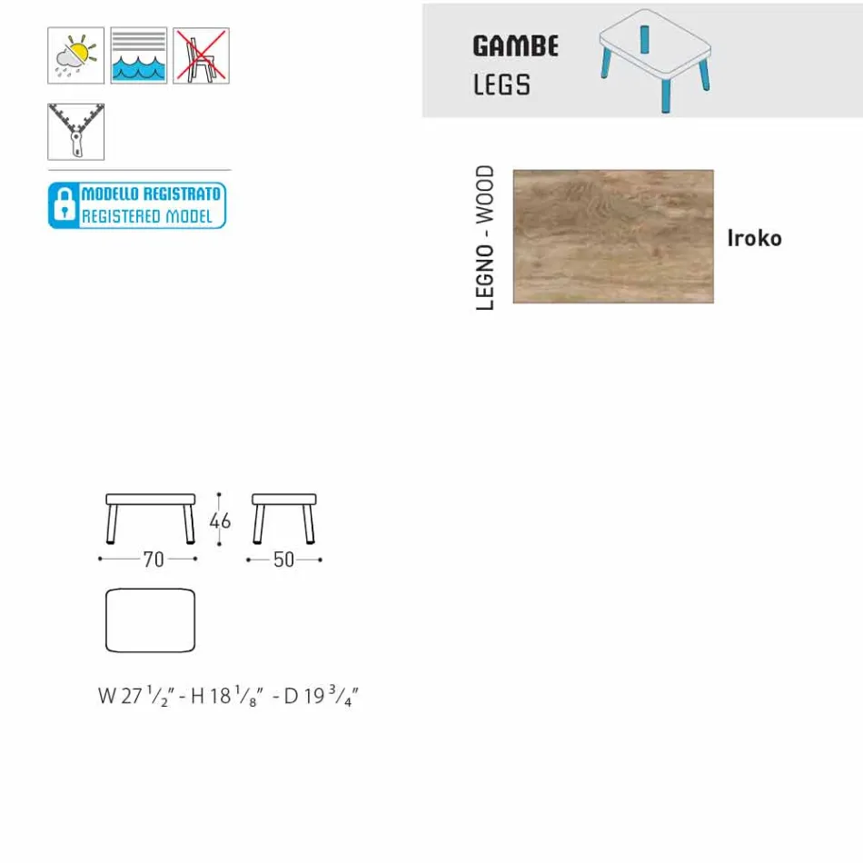 Varaschin Emma design utomhus fotstöd i stoppad tyg Viadurini