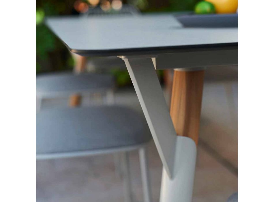 Varaschin Link bord trädgård bord med teak ben, H65 cm Viadurini