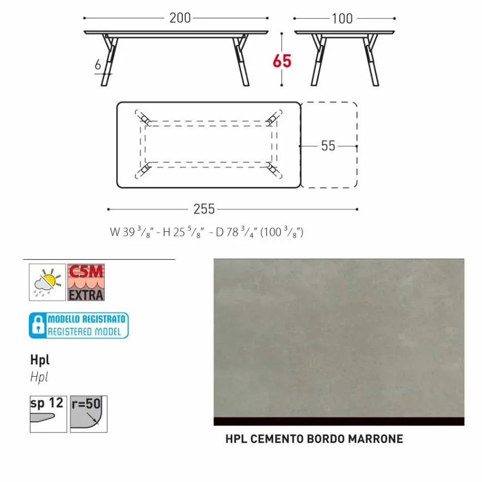 Varaschin Link tabell H 65 cm trädgård utdrag upp till 350 cm Viadurini