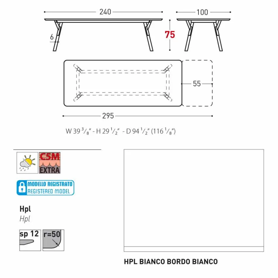 Varaschin Link trädgård förlängning bord med teak ben, H75 cm Viadurini