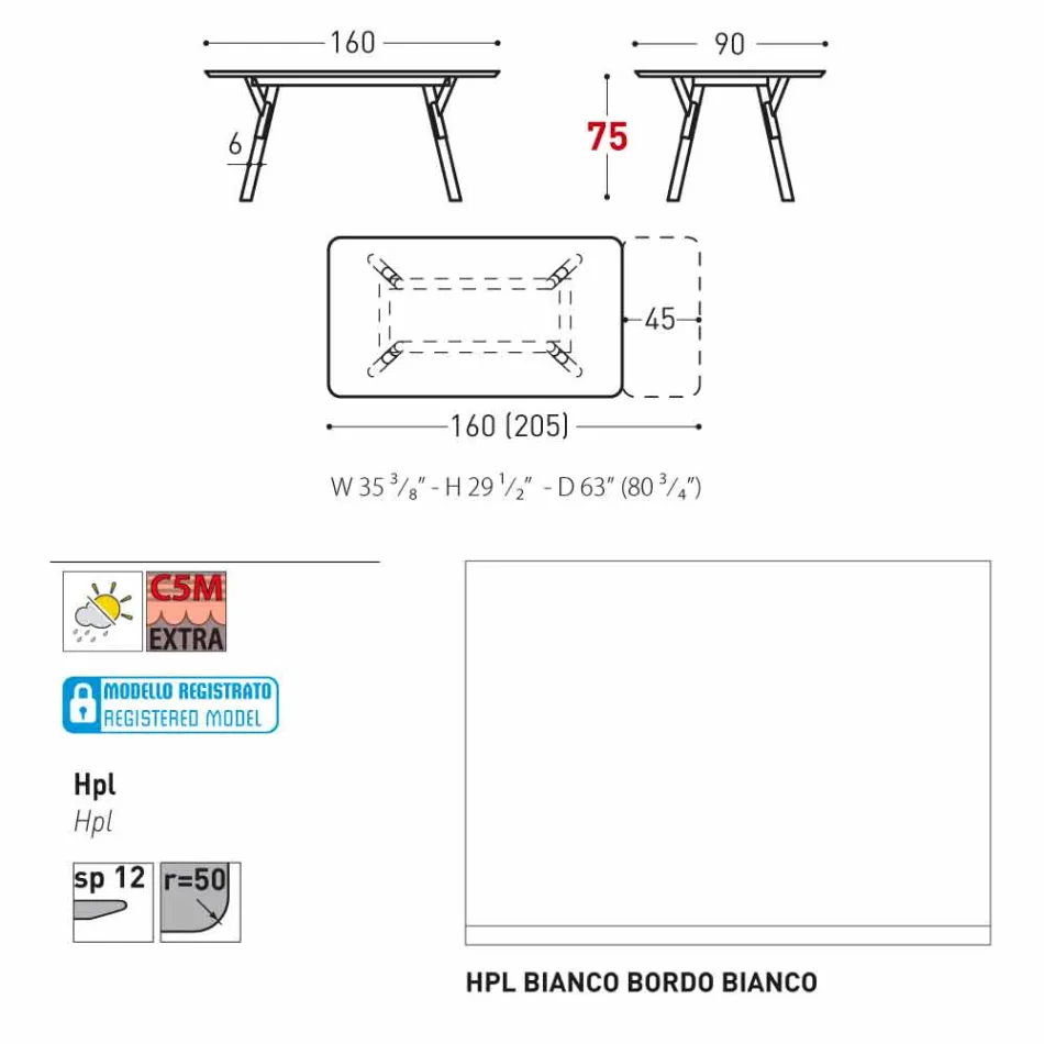 Varaschin Link trädgård förlängning bord med teak ben, H75 cm Viadurini