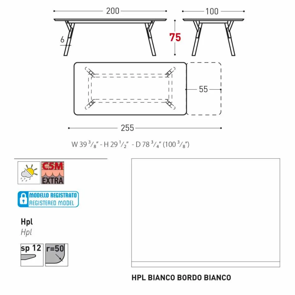 Varaschin Link trädgård förlängning bord med teak ben, H75 cm Viadurini