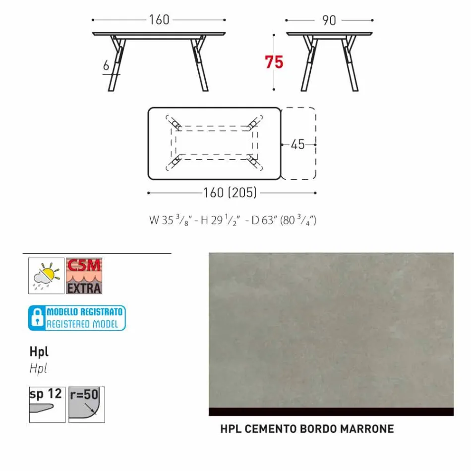 Varaschin Link trädgård förlängning bord med teak ben, H75 cm Viadurini