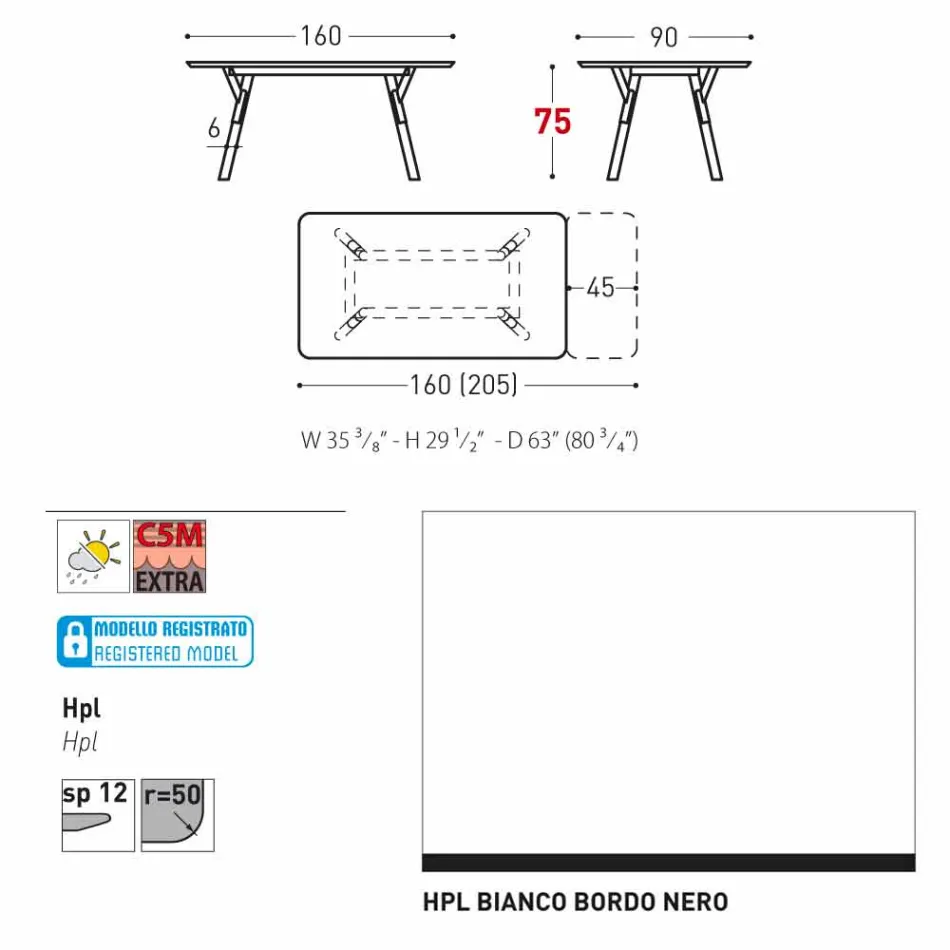 Varaschin Link trädgård förlängning bord med teak ben, H75 cm Viadurini