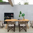 Varaschin Link trädgård bord med teak ben, H 65 cm Viadurini