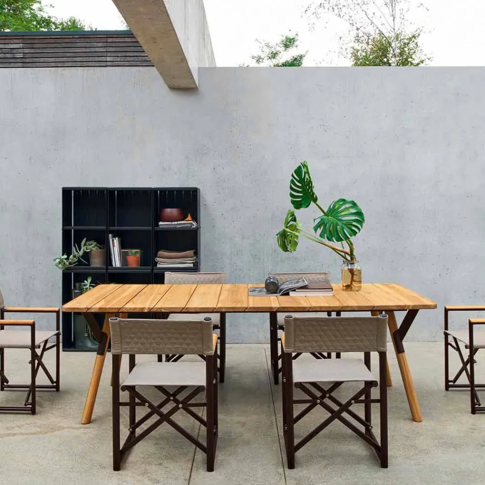 Varaschin Link trädgård bord med teak ben, H 65 cm Viadurini