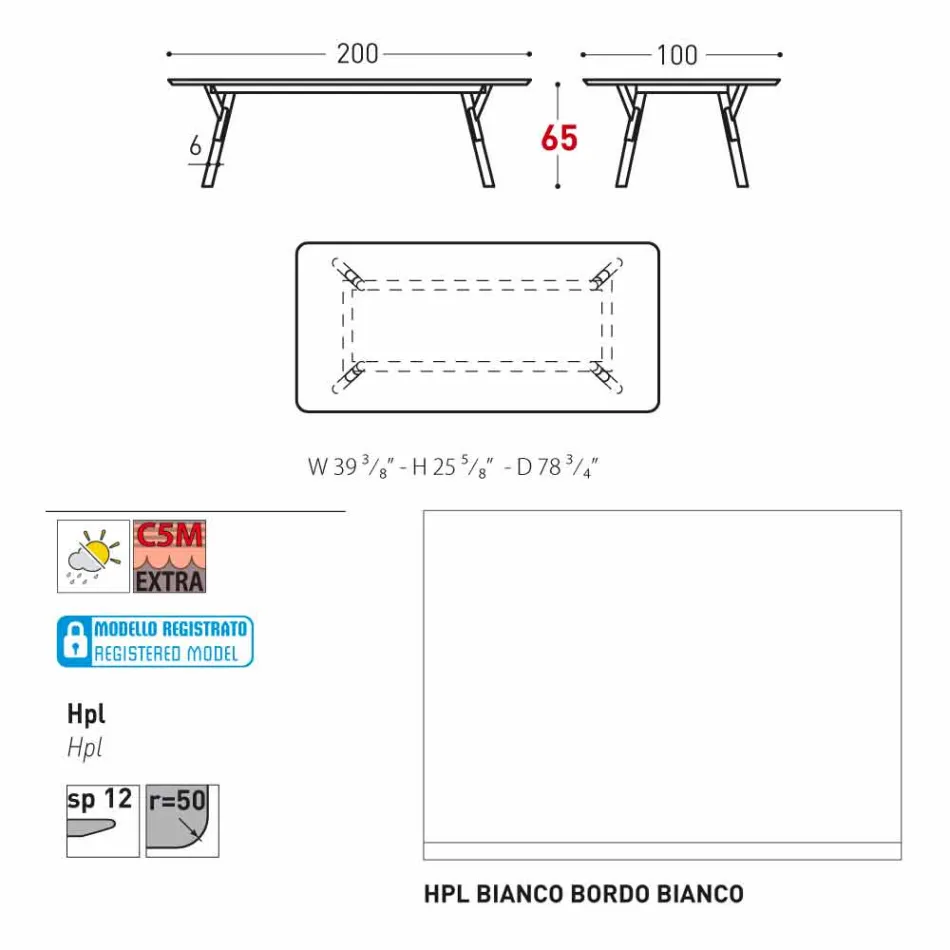 Varaschin Link trädgård bord med teak ben, H 65 cm Viadurini