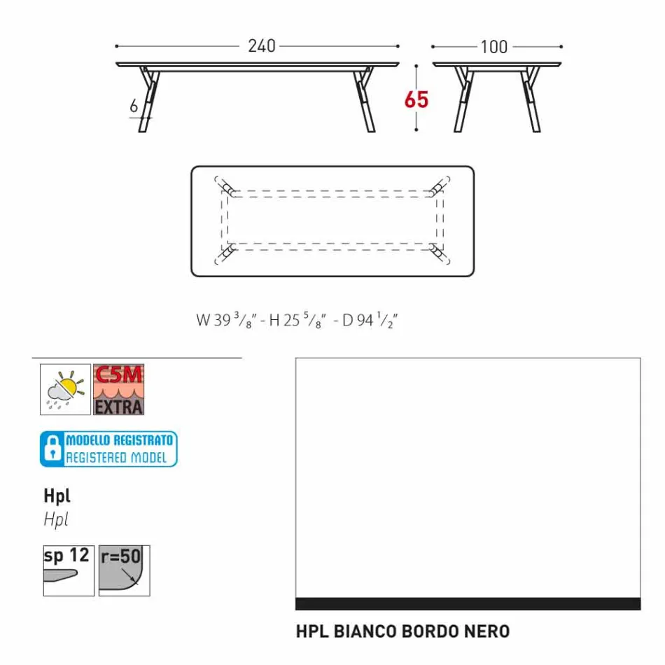 Varaschin Link trädgård bord med teak ben, H 65 cm Viadurini