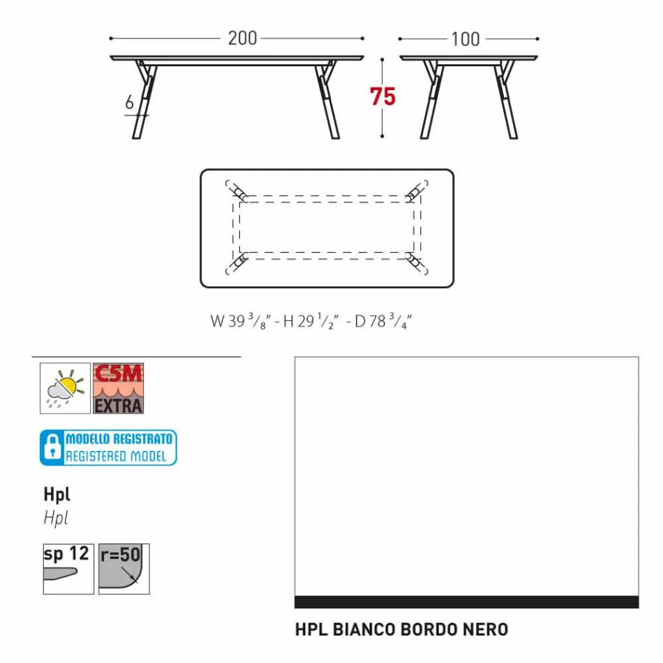 Varaschin Link trädgård bord med teak ben, H 75 cm Viadurini