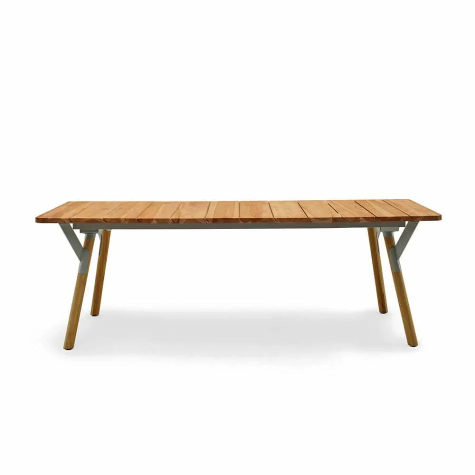 Varaschin Link teak trädgård matbord H 75 cm Viadurini