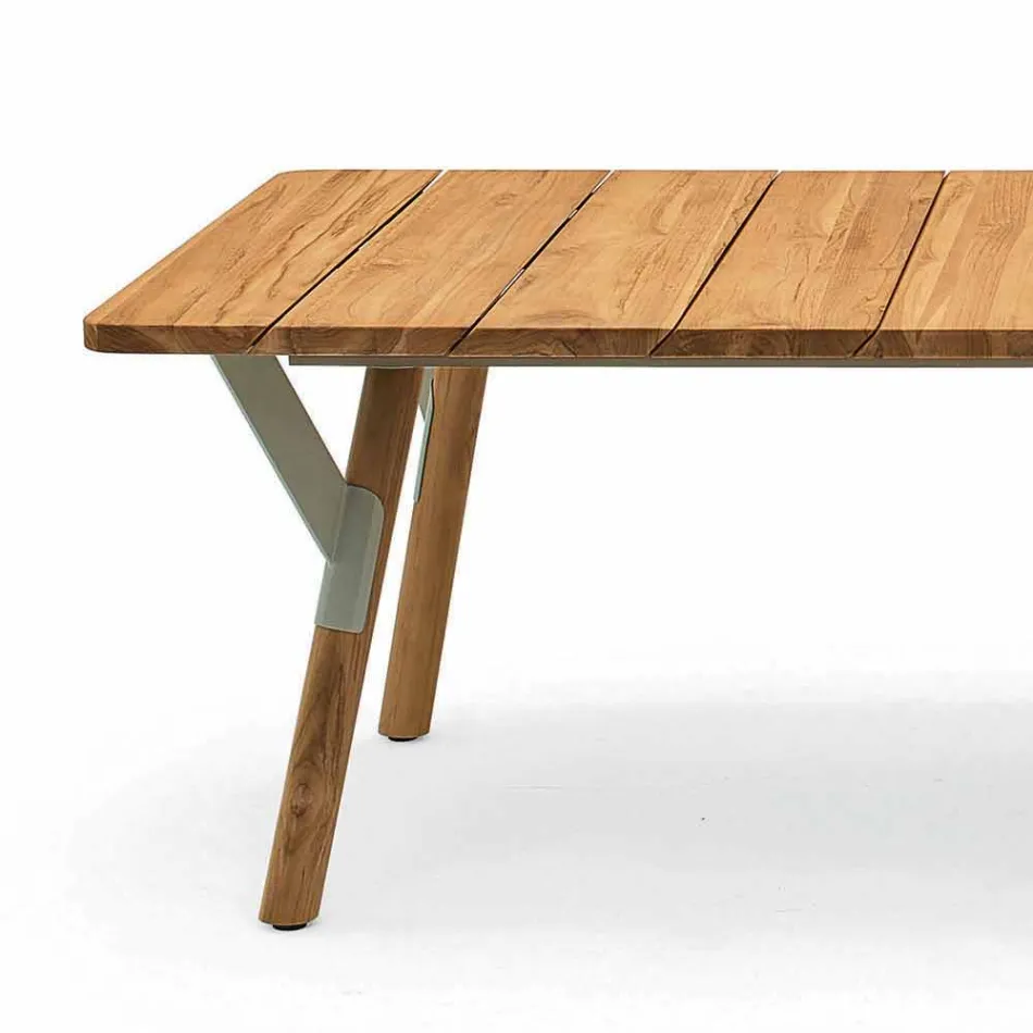 Varaschin Link teak trädgård matbord H 75 cm Viadurini