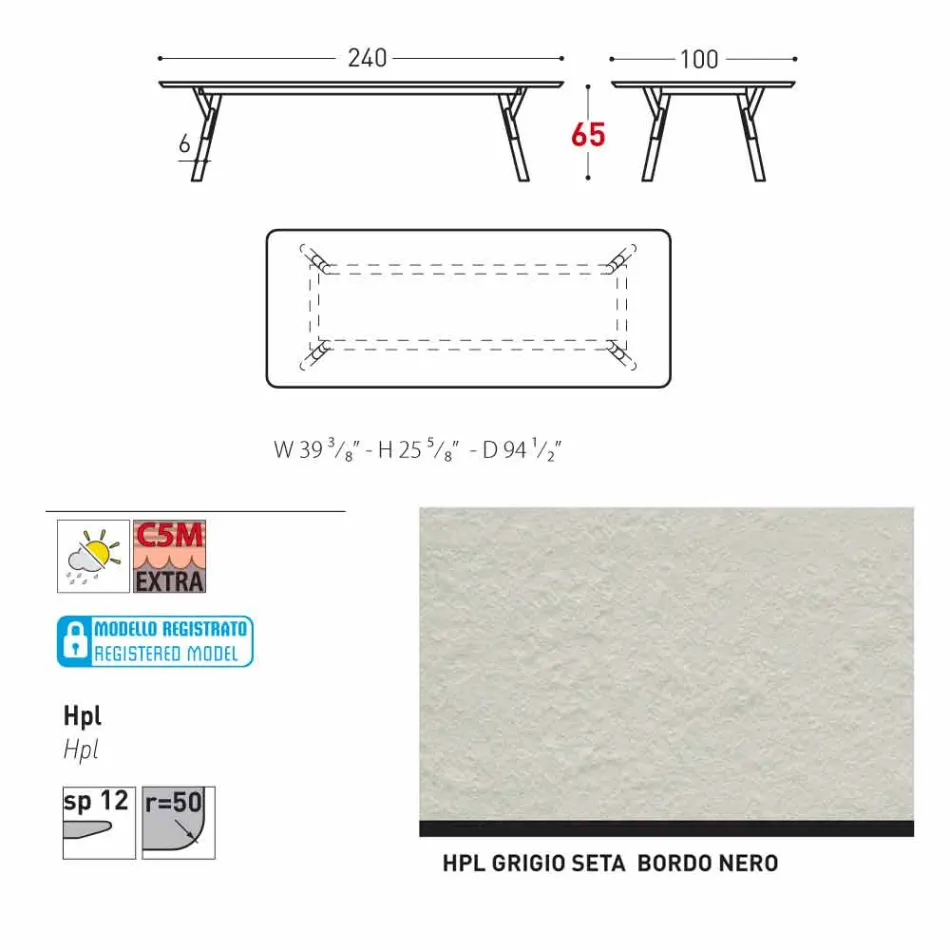 Varaschin Link Fast matbord från externa eller interna H 65 cm Viadurini