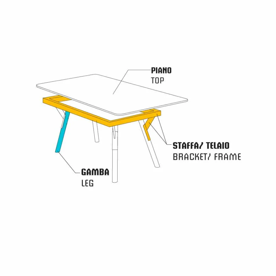 Varaschin Link Fast matbord från externa eller interna H 65 cm Viadurini