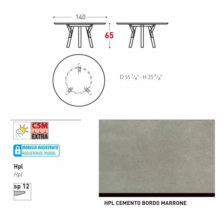Varaschin Links runt bord för inomhus / utomhus modern design, H 65 cm Viadurini