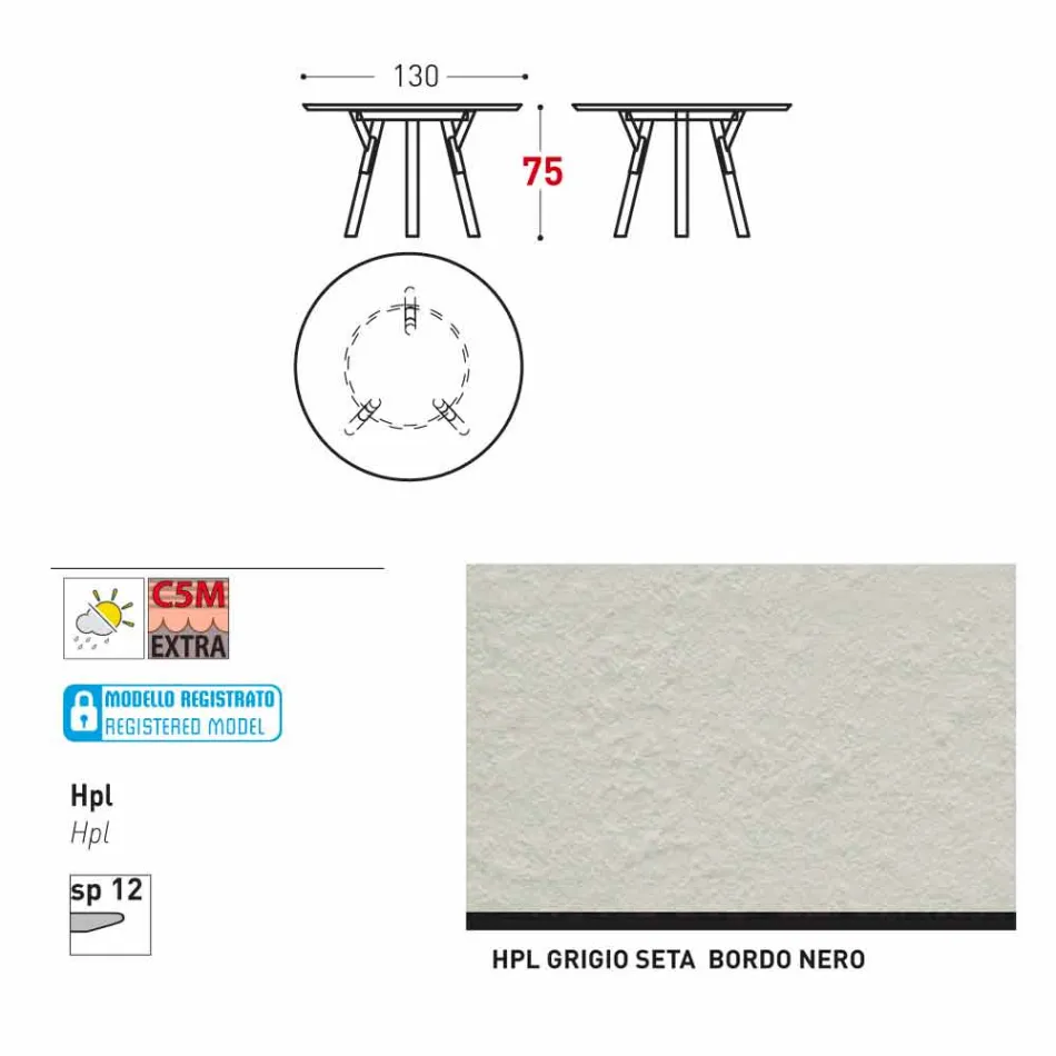 Varaschin Links Rundabords modern design trädgård, H 75 cm Viadurini