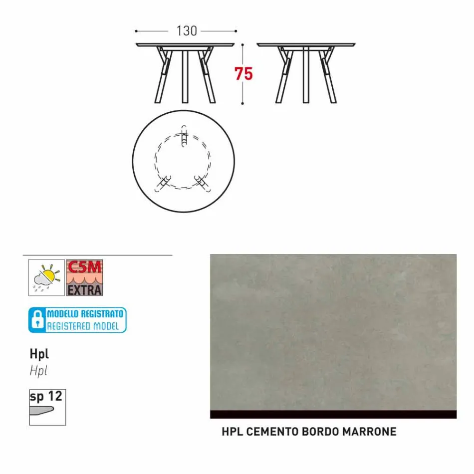 Varaschin Links Rundabords modern design trädgård, H 75 cm Viadurini