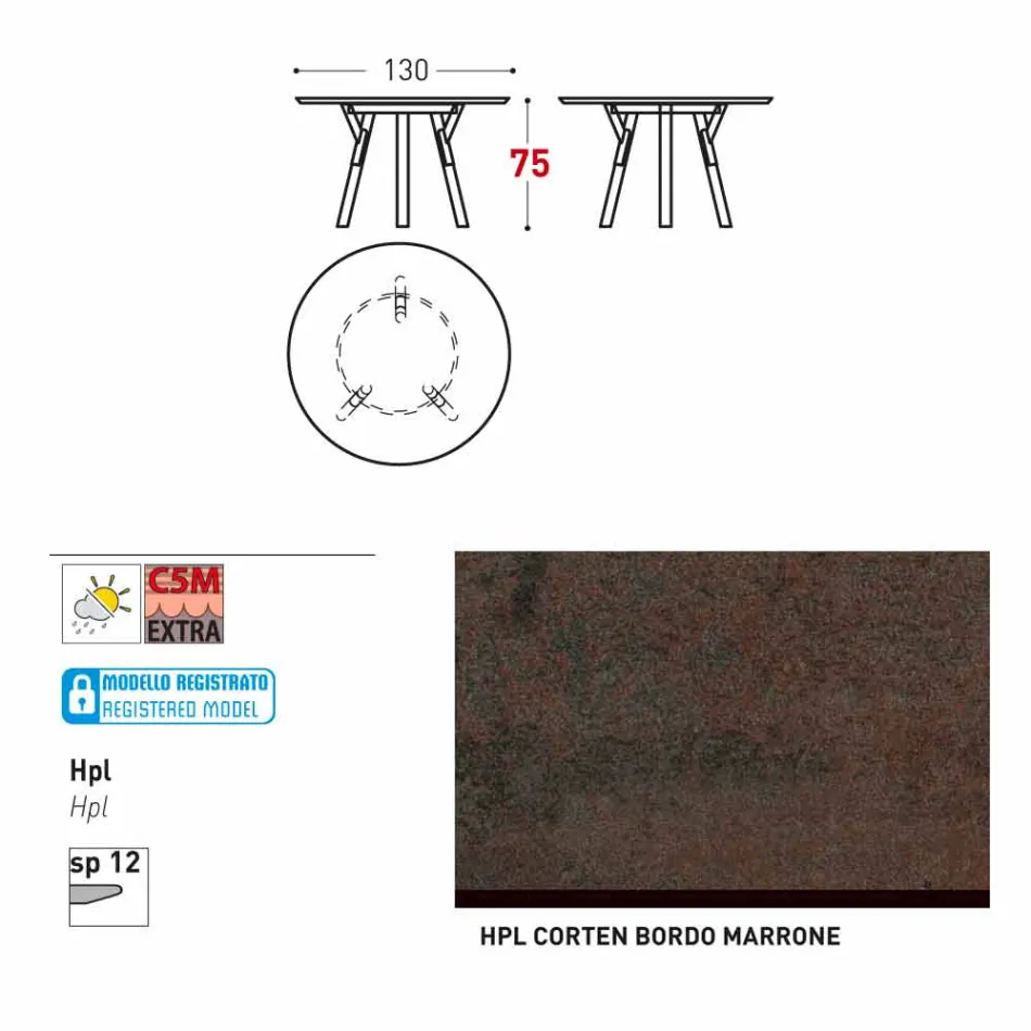 Varaschin Links Rundabords modern design trädgård, H 75 cm Viadurini