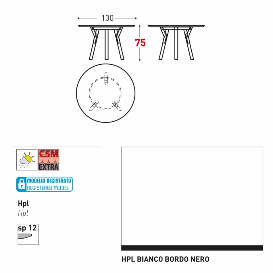 Varaschin Links Rundabords modern design trädgård, H 75 cm Viadurini