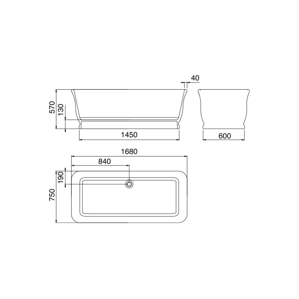 Vitt fristående badkar i fast yta Tillverkat i Italien - Cleopatra Viadurini