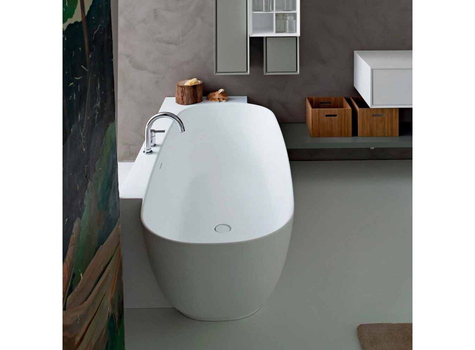 Vitt frittstående badkar i modern stil - Lipperiavas1 Viadurini