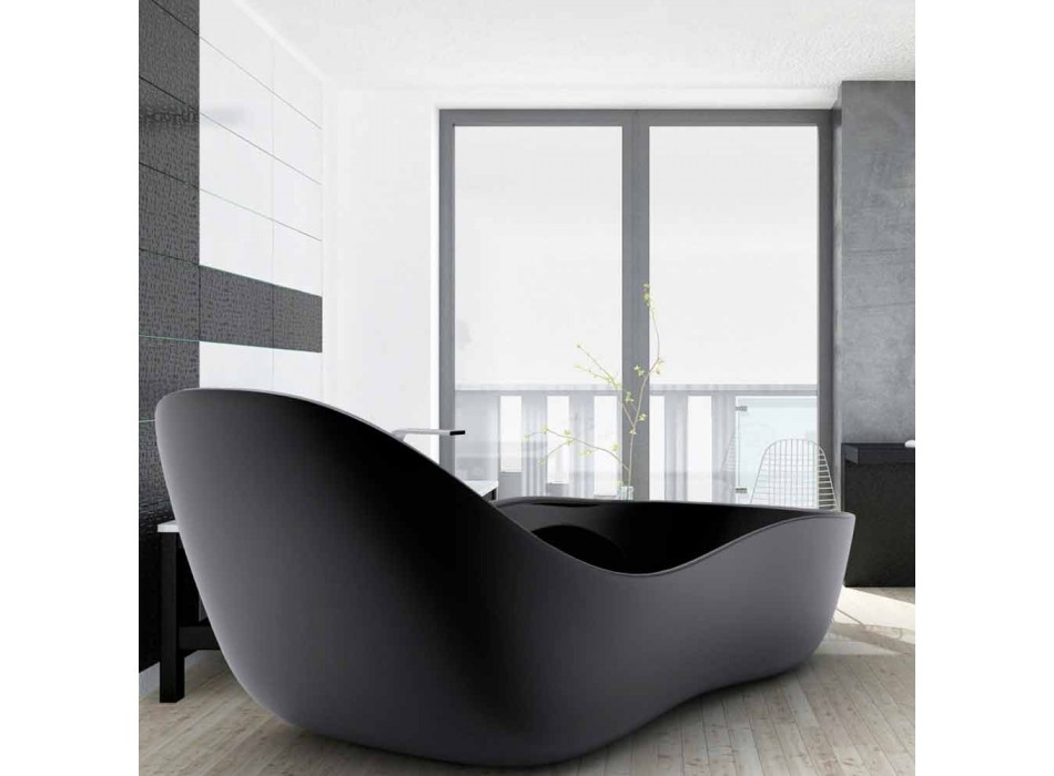 Lackat frittstående badkar, modern design, Wave Viadurini