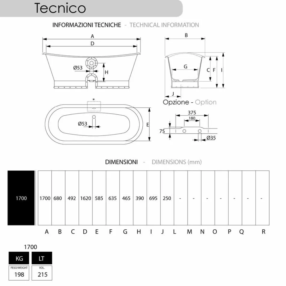 Badkar pläterade gjutjärn bad externt Henry koppar Viadurini