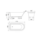 Matt vit solid yta badkar med fötter - grader Viadurini