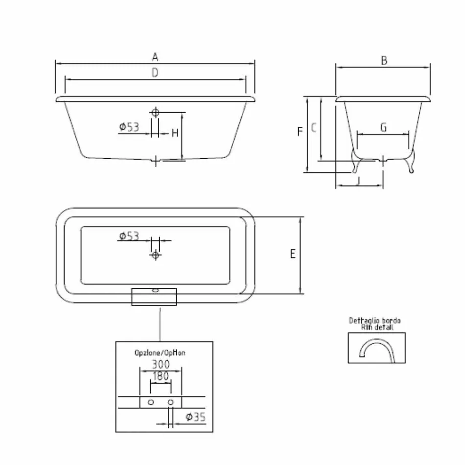 Vintage fristående badkar med fötter i gjutjärn - Nausica Viadurini