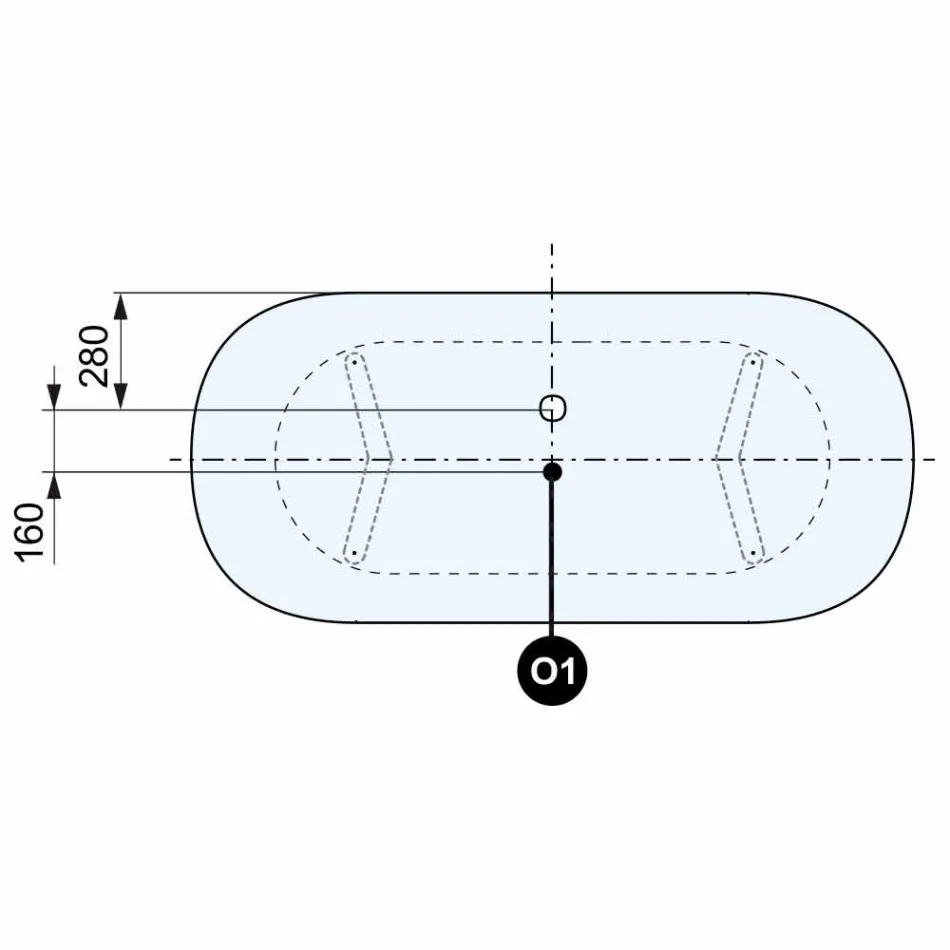 Design Frittstående Bad, Foder i Chrome Finish - Gratis Viadurini