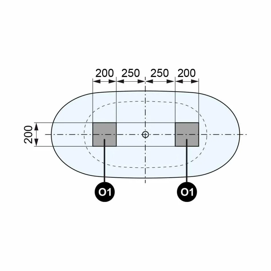 Frittstående rör, gjord i Italien, i fast yta - Flöde Viadurini
