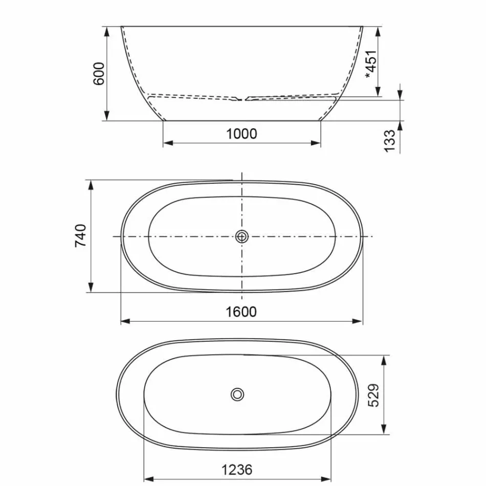 Frittstående rör, gjord i Italien, i fast yta - Flöde Viadurini