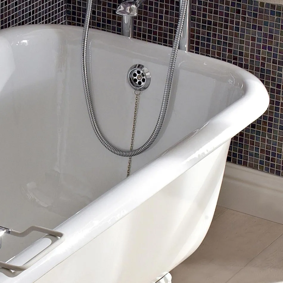 Vintage fristående designbadkar i vitt gjutjärn, tillverkat i Italien - Marwa Viadurini