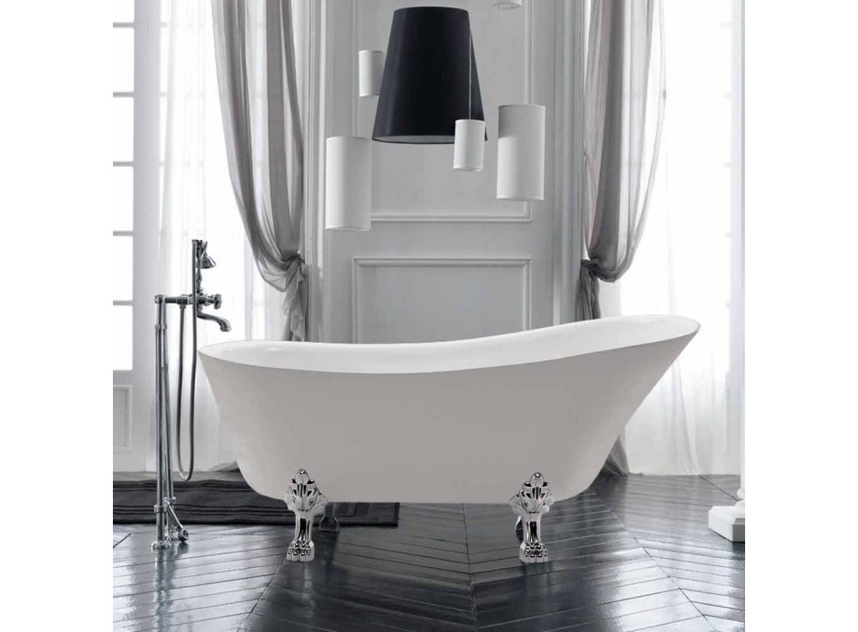 Fristående badkar design i vit akryl Summer 1700x720 mm Viadurini