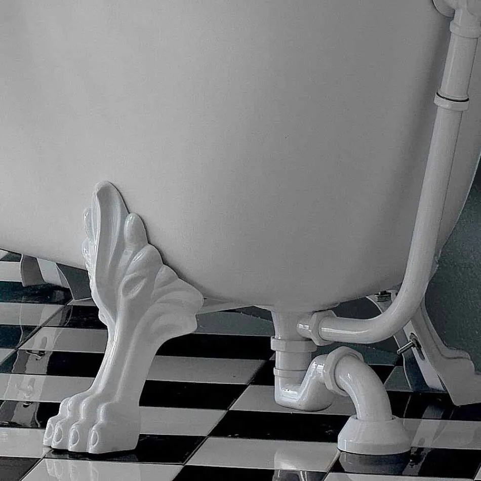 Fristående badkar i vintagestil akryl, tillverkad i Italien - Tabea Viadurini