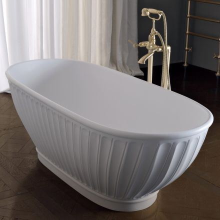 Solid yta badkar med matt vit exteriör Made in Italy - Ross Viadurini
