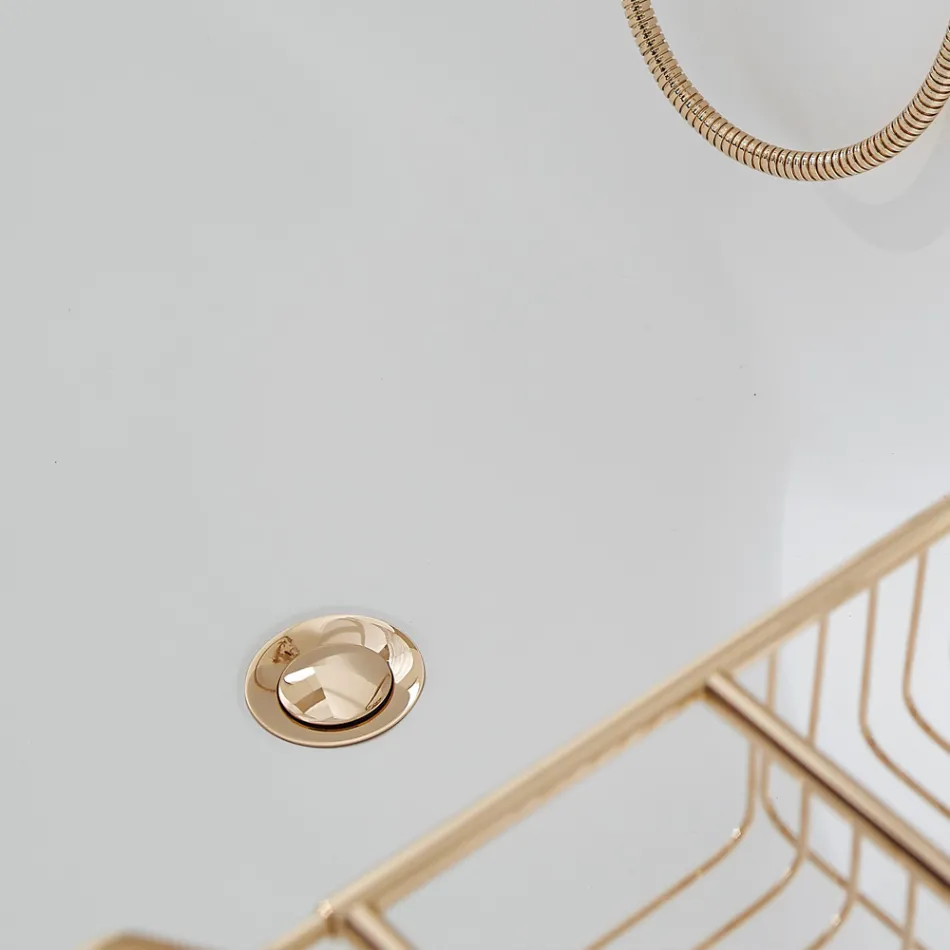 Solid yta badkar med integrerat bräddavlopp Tillverkat i Italien - Aurelio Viadurini