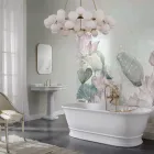 Solid yta badkar med integrerat bräddavlopp Tillverkat i Italien - Aurelio Viadurini