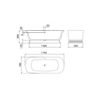 Solid yta badkar med integrerat bräddavlopp Tillverkat i Italien - Aurelio Viadurini