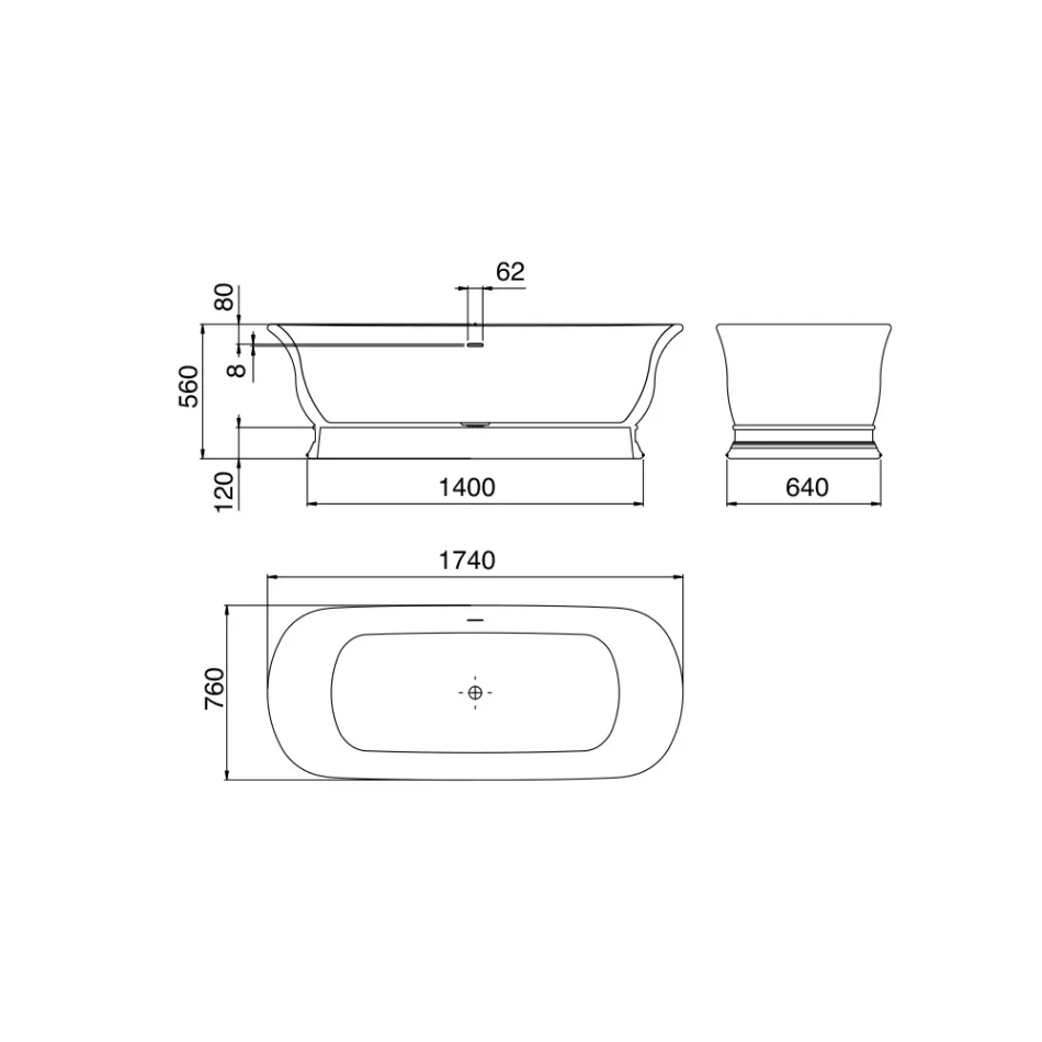 Solid yta badkar med integrerat bräddavlopp Tillverkat i Italien - Aurelio Viadurini
