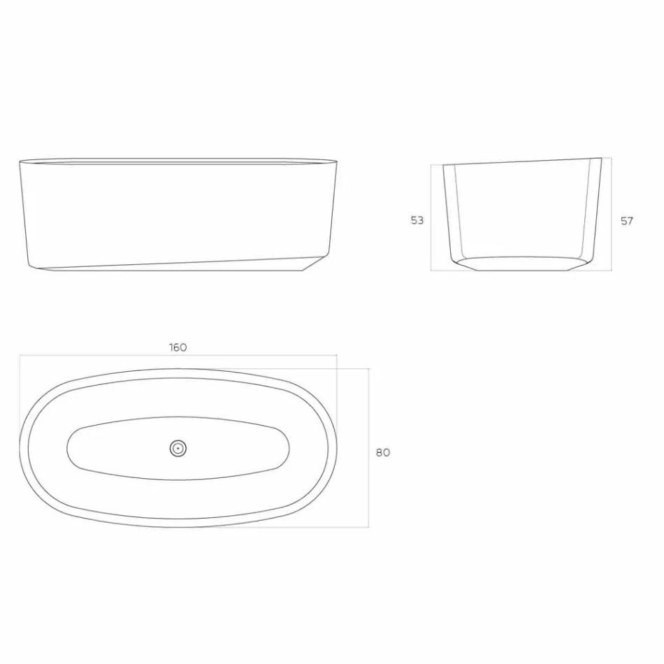 Design fristående bad gjord i Italien, Dongo Viadurini