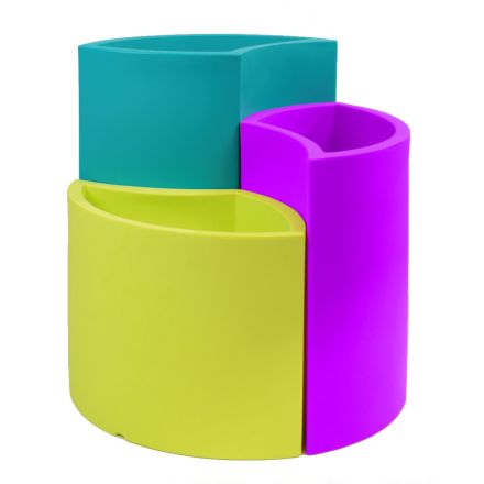 Modulära vaser i färgad polyeten Made in Italy 3 delar - Flowes Viadurini