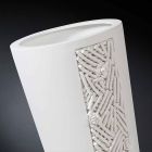 Hög inomhusvas i vit keramik med dekor i Made in Italy - Calisto Viadurini