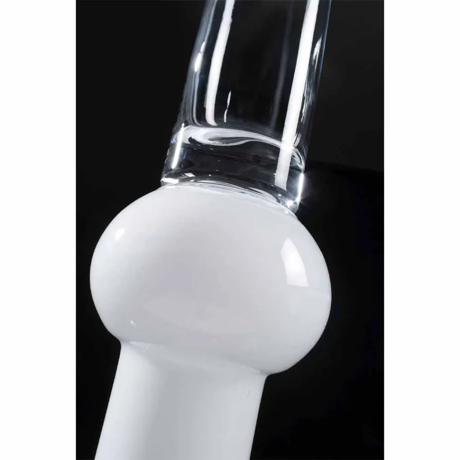 Hög inomhusvas i transparent och vitt glas tillverkat i Italien - Ludovico Viadurini