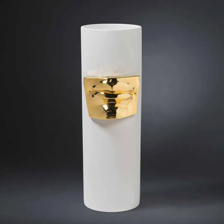 Hög dekorativ vas i färgad keramik handgjord i Italien - Monte Viadurini