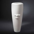 Hög vas i vit keramik handgjord med Made in Italy dekoration - Capuano Viadurini